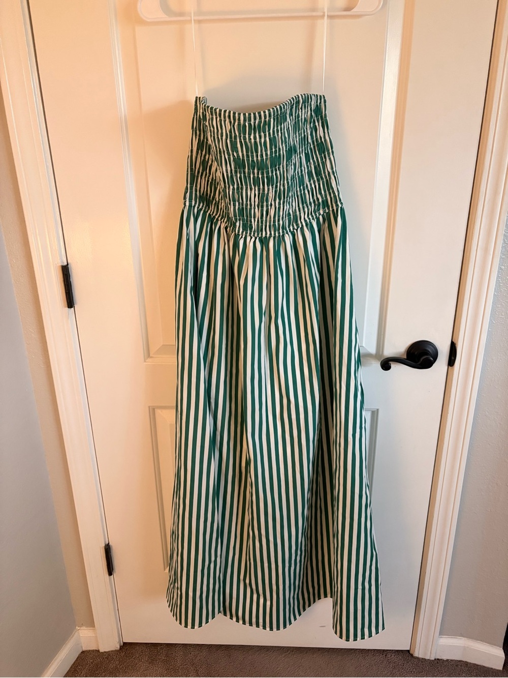 Vici Green and White Vertical Striped Maxi Dress